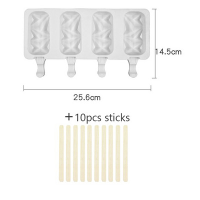 Formă pentru înghețată din silicon cu 4/8 celule, formă de gheață, forma pentru palete, forme pentru prăjituri Batonnet Magnum pentru înghețată pentru desert.