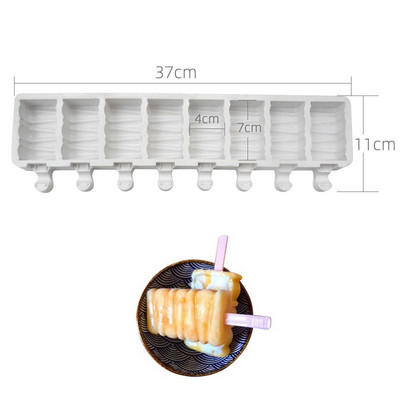 Formă pentru înghețată din silicon cu 4/8 celule, formă de gheață, forma pentru palete, forme pentru prăjituri Batonnet Magnum pentru înghețată pentru desert.