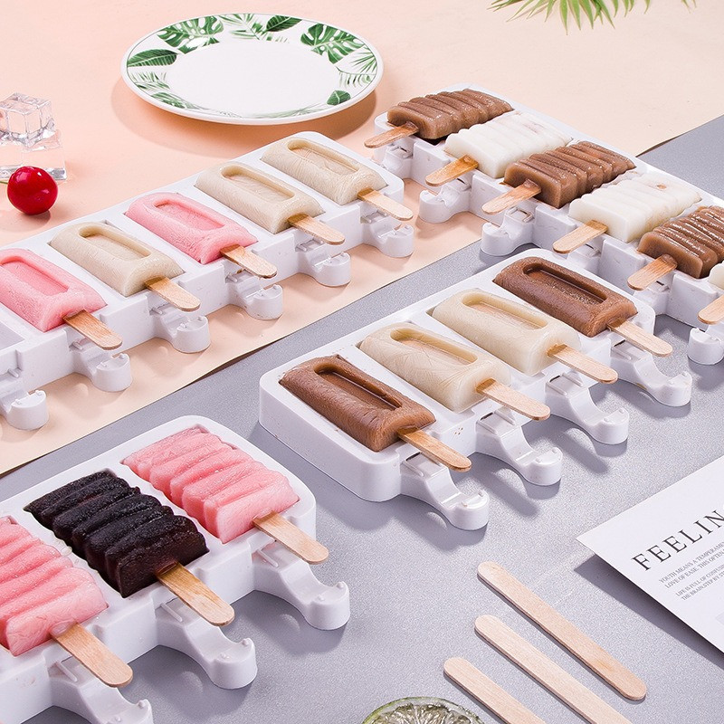 Formă pentru înghețată din silicon cu 4/8 celule, formă de gheață, forma pentru palete, forme pentru prăjituri Batonnet Magnum pentru înghețată pentru desert.