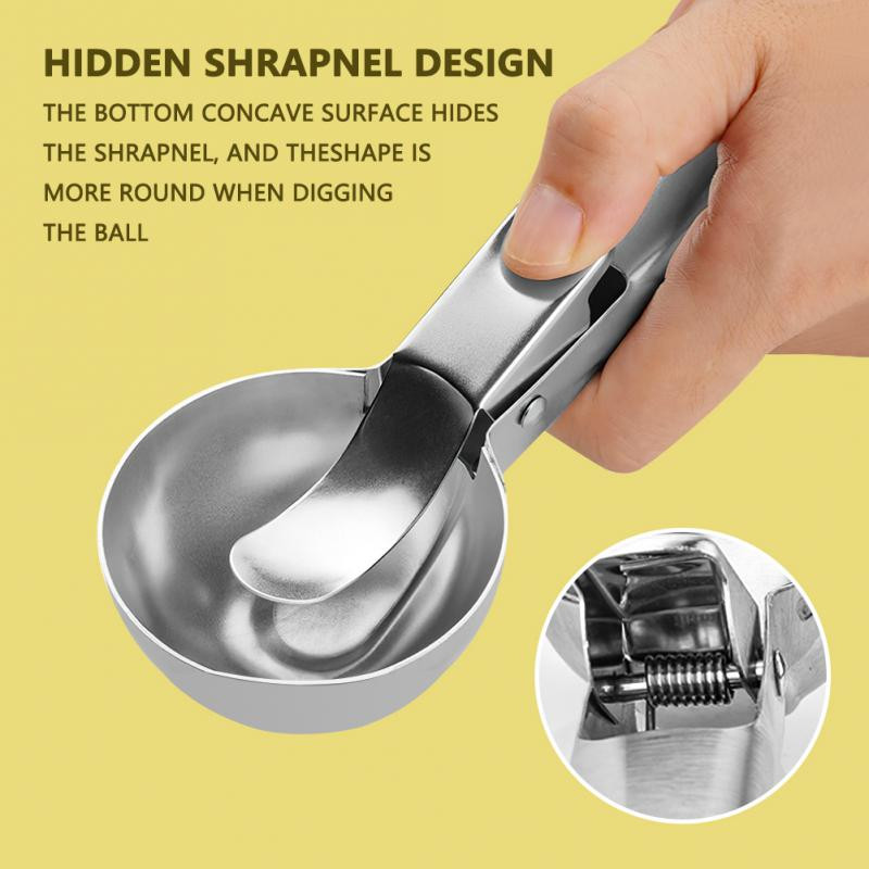 Ledų kaušeliai, nerūdijančio plieno kaušeliai, vaisiai, nepridegantys šaukštai virtuvės įrankiai, skirti naminiams pyragams, desertams