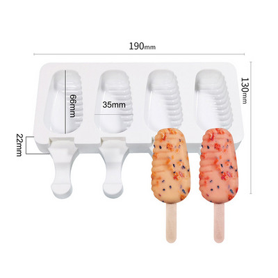Formă din silicon Magnum cu 4/8 celule Formă din silicon pentru înghețată Forme pentru popsicle Mold DIY pentru înghețată Mucegai pentru gheata Pop Maker Tavă pentru gheață