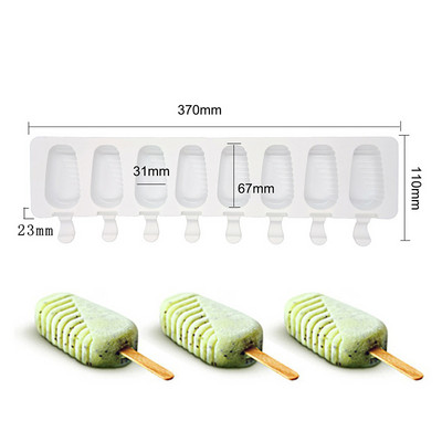 Formă din silicon Magnum cu 4/8 celule Formă din silicon pentru înghețată Forme pentru popsicle Mold DIY pentru înghețată Mucegai pentru gheata Pop Maker Tavă pentru gheață