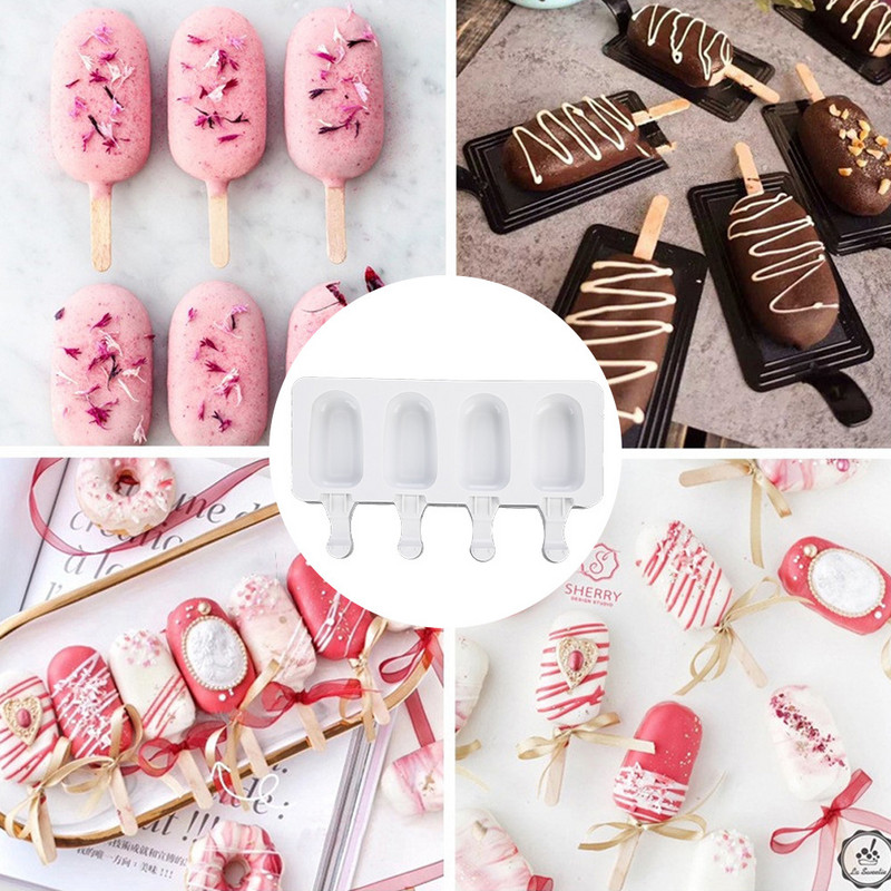 Formă din silicon Magnum cu 4/8 celule Formă din silicon pentru înghețată Forme pentru popsicle Mold DIY pentru înghețată Mucegai pentru gheata Pop Maker Tavă pentru gheață