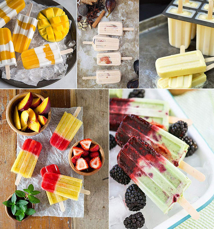 4 10 ertmių popsicle silikoninės formelės Maisto klasės naminės virtuvės silikoninės popsicle formelės Ledų gaminimo priemonė be BPA