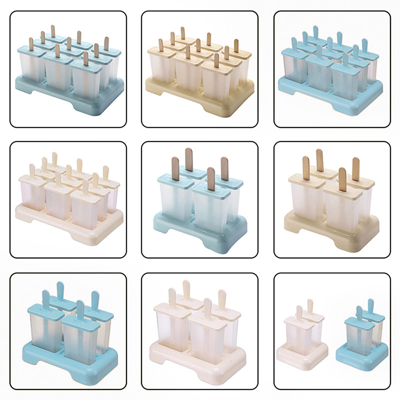 4/9 tk jäätisevormi vorm sügavkülmiku jaoks puuviljajääkuubiku valmistamise dessert pulga ja kaanega korduvkasutatav loominguline köögitööriist