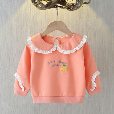 Moderna majica s izvezenim printom O-izreza za djevojčice