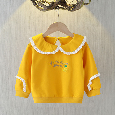 Moderna majica s izvezenim printom O-izreza za djevojčice