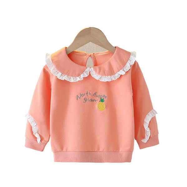 Moderna majica s izvezenim printom O-izreza za djevojčice