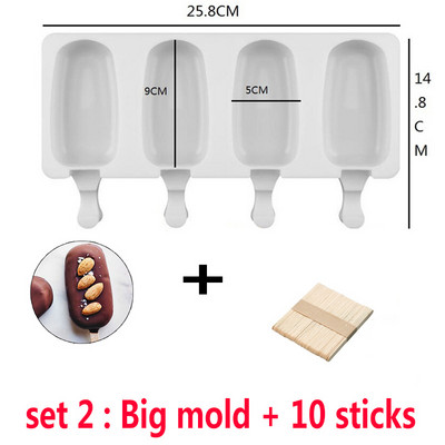 Formă din silicon pentru înghețată, bricolaj, făcută manual, ecologică, pentru popsicle, pentru mousse, pentru desert, pentru congelator, pentru desert, pentru cuburi de gheață, cu băț