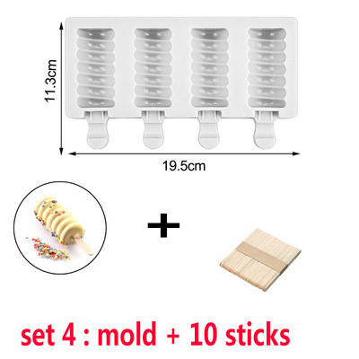 Formă din silicon pentru înghețată, bricolaj, făcută manual, ecologică, pentru popsicle, pentru mousse, pentru desert, pentru congelator, pentru desert, pentru cuburi de gheață, cu băț