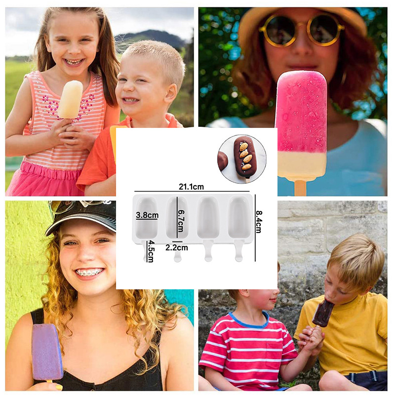 Formă din silicon pentru înghețată, bricolaj, făcută manual, ecologică, pentru popsicle, pentru mousse, pentru desert, pentru congelator, pentru desert, pentru cuburi de gheață, cu băț