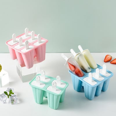 Creative Ice Box Silikoninė ledų formelė Daugkartinio naudojimo „pasidaryk pats“ popsicle formelė 4 grotelės 6 grotelės Ledų plakimo dėžutės virtuvės priedai