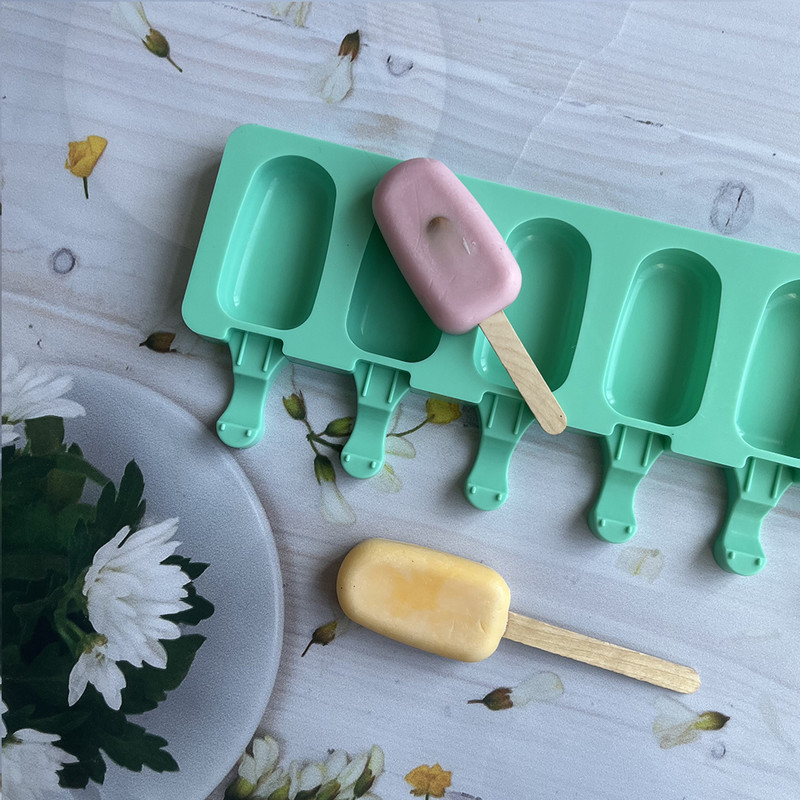 Mucegai pentru înghețată din silicon cu 8 găuri Forme pentru găuri de ciocolată Mucegai pentru deserturi de casă, congelator, suc de fructe, cuburi de gheață