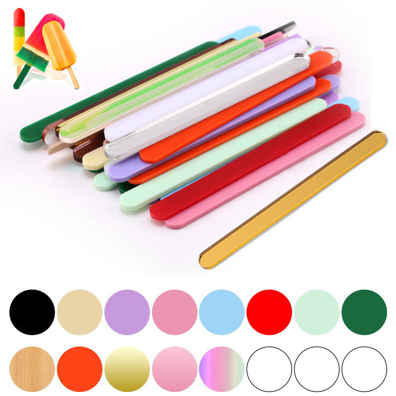 Élelmiszeri minőségű akril fagylalt rudak 10db/szett Színes, világos popsipálca keverőrúd megkülönböztető címkék konyhai eszközök