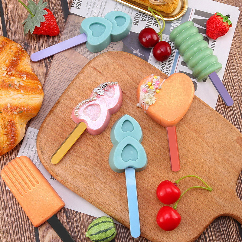 Élelmiszeri minőségű akril fagylalt rudak 10db/szett Színes, világos popsipálca keverőrúd megkülönböztető címkék konyhai eszközök