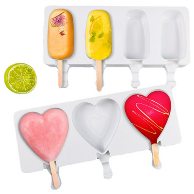 4/8 ląstelių ledų silikono formelės vasaros popsicle formelės ledo kubelių gaminimo aparatas šaldiklis vaisių sultys „pasidaryk pats“ ledo padėklų kepimo įrankiai ir lazdelės