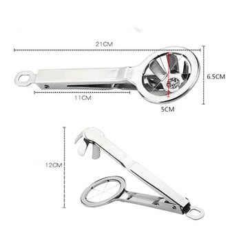 Машина за нарязване на яйца от неръждаема стомана Резачка за яйца с дръжка за твърдо сварени яйца Резачка за плодове за тежка храна с шест остриета Съдомиялна машина