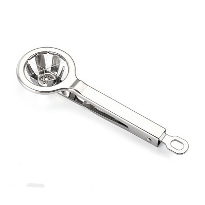 Tăiător de ouă din oțel inoxidabil Tăiător de ouă cu mâner pentru ou fiert tare Tăiător de fructe pentru alimente rezistente cu șase lame Mașină de spălat vase