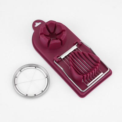 Tăiător de ouă din oțel inoxidabil Tăiător de ouă cu mâner pentru ou fiert tare Tăiător de fructe pentru alimente rezistente cu șase lame Mașină de spălat vase