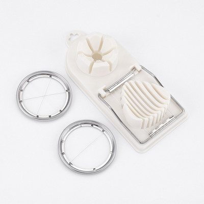 Tăiător de ouă din oțel inoxidabil Tăiător de ouă cu mâner pentru ou fiert tare Tăiător de fructe pentru alimente rezistente cu șase lame Mașină de spălat vase