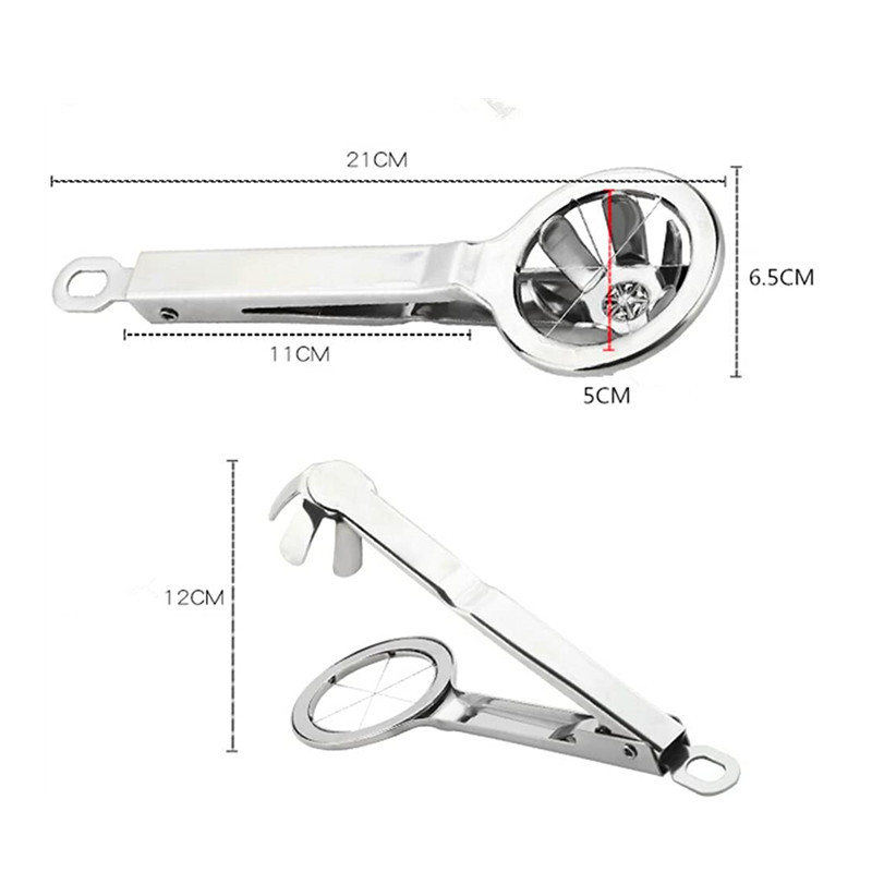 Tăiător de ouă din oțel inoxidabil Tăiător de ouă cu mâner pentru ou fiert tare Tăiător de fructe pentru alimente rezistente cu șase lame Mașină de spălat vase
