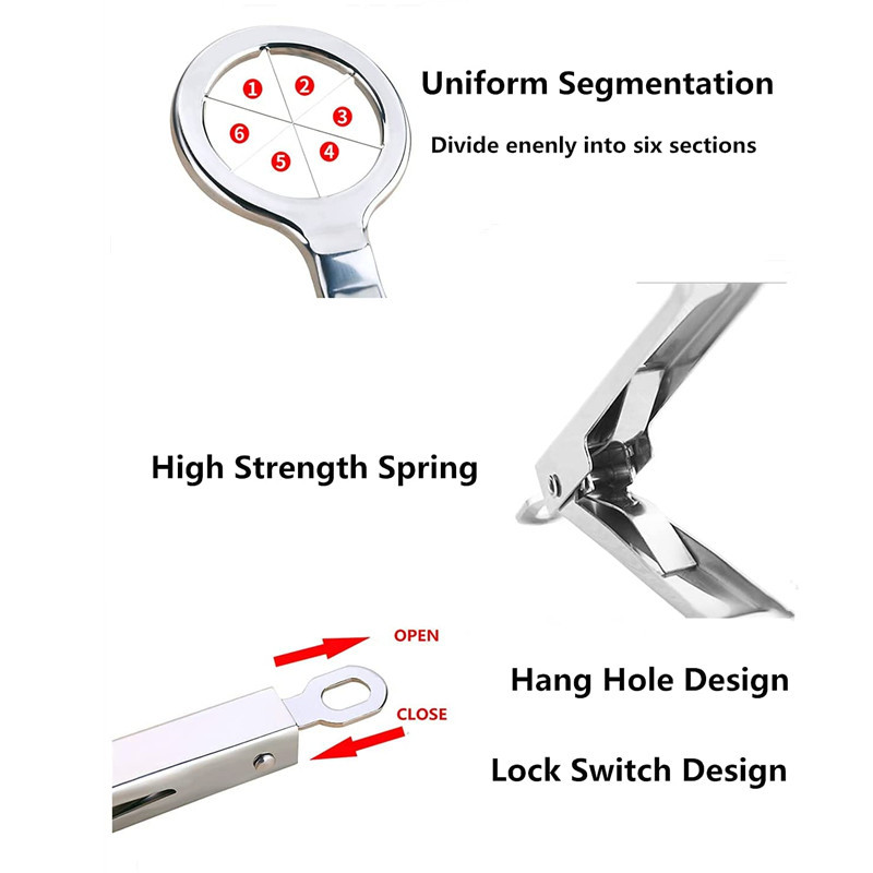 Tăiător de ouă din oțel inoxidabil Tăiător de ouă cu mâner pentru ou fiert tare Tăiător de fructe pentru alimente rezistente cu șase lame Mașină de spălat vase