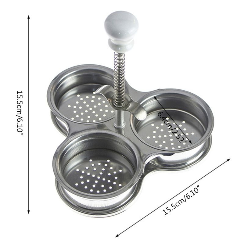 OOTDTY Pozator de ouă din oțel inoxidabil Reglabil cu 3 grile Fier pentru ouă Boiler multifuncțional Accesorii de bucătărie pentru casă Aragaz pentru modelarea ouălor