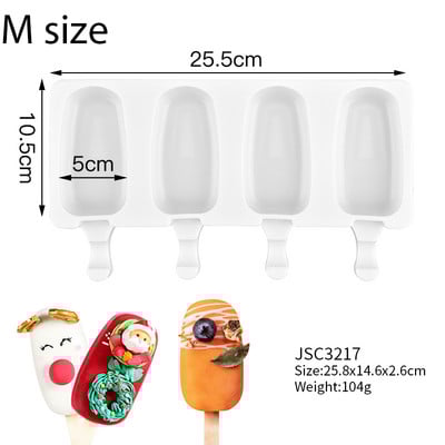 Φόρμα παγωτού 4 κυψελών μεγάλου μεγέθους Φόρμα παγωτού Δίσκος παγωτού Φόρμα για παγωτό DIY Φόρμα παγωτού Ice Pop Maker Mold Δίσκος παγωτού