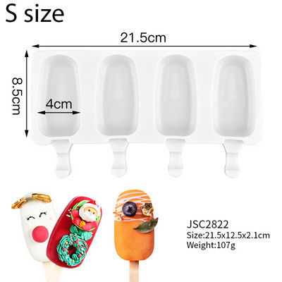Φόρμα παγωτού 4 κυψελών μεγάλου μεγέθους Φόρμα παγωτού Δίσκος παγωτού Φόρμα για παγωτό DIY Φόρμα παγωτού Ice Pop Maker Mold Δίσκος παγωτού