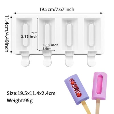 Φόρμα παγωτού 4 κυψελών μεγάλου μεγέθους Φόρμα παγωτού Δίσκος παγωτού Φόρμα για παγωτό DIY Φόρμα παγωτού Ice Pop Maker Mold Δίσκος παγωτού