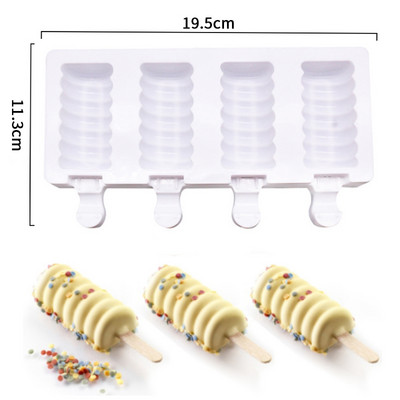 Φόρμα παγωτού 4 κυψελών μεγάλου μεγέθους Φόρμα παγωτού Δίσκος παγωτού Φόρμα για παγωτό DIY Φόρμα παγωτού Ice Pop Maker Mold Δίσκος παγωτού