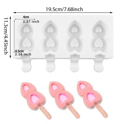 Φόρμα παγωτού 4 κυψελών μεγάλου μεγέθους Φόρμα παγωτού Δίσκος παγωτού Φόρμα για παγωτό DIY Φόρμα παγωτού Ice Pop Maker Mold Δίσκος παγωτού