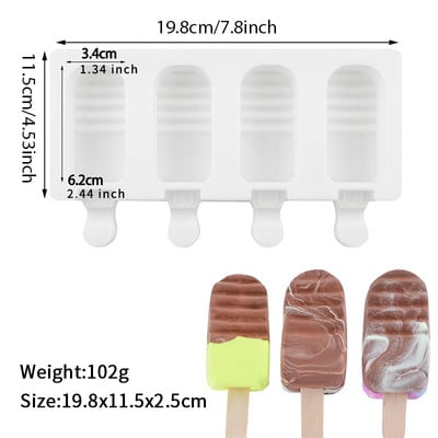 Φόρμα παγωτού 4 κυψελών μεγάλου μεγέθους Φόρμα παγωτού Δίσκος παγωτού Φόρμα για παγωτό DIY Φόρμα παγωτού Ice Pop Maker Mold Δίσκος παγωτού