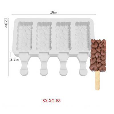 Φόρμα παγωτού 4 κυψελών μεγάλου μεγέθους Φόρμα παγωτού Δίσκος παγωτού Φόρμα για παγωτό DIY Φόρμα παγωτού Ice Pop Maker Mold Δίσκος παγωτού