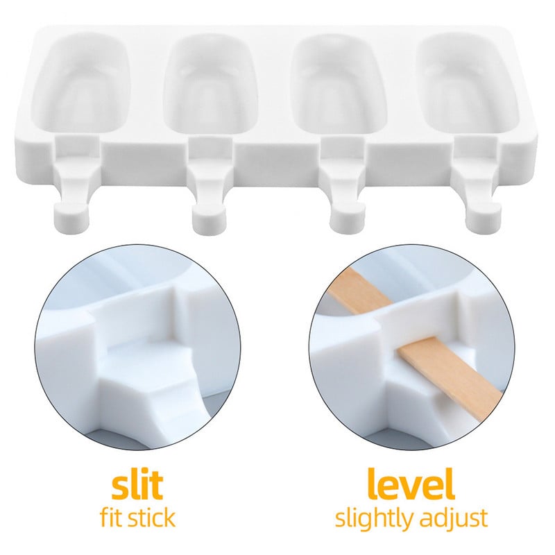 Φόρμα παγωτού 4 κυψελών μεγάλου μεγέθους Φόρμα παγωτού Δίσκος παγωτού Φόρμα για παγωτό DIY Φόρμα παγωτού Ice Pop Maker Mold Δίσκος παγωτού