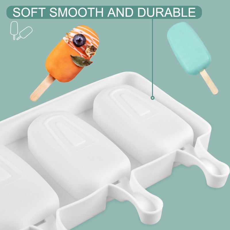 Φόρμα παγωτού 4 κυψελών μεγάλου μεγέθους Φόρμα παγωτού Δίσκος παγωτού Φόρμα για παγωτό DIY Φόρμα παγωτού Ice Pop Maker Mold Δίσκος παγωτού