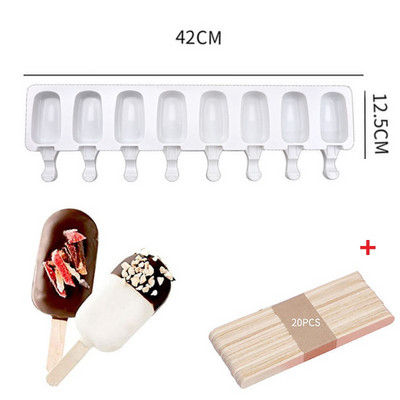 2022 Formă de silicon pentru înghețată cu bețișoare de lemn Magnum pentru tort, labe de pisică, inimă, cub de gheață, cub de gătit pentru palete, pentru forma de gheață DIY