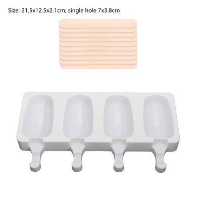 Mini silikonski kalupi za sladoled s 4 udubljenja za pečenje, kalupi za sladoled, kalupi za sladoled, ovalni kalup za kolače, čokoladne kolače za DIY Ice Pops