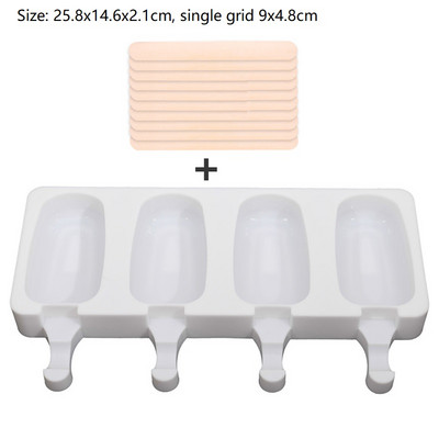 Mini silikonski kalupi za sladoled s 4 udubljenja za pečenje, kalupi za sladoled, kalupi za sladoled, ovalni kalup za kolače, čokoladne kolače za DIY Ice Pops