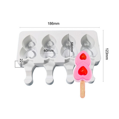 Mini silikonski kalupi za sladoled s 4 udubljenja za pečenje, kalupi za sladoled, kalupi za sladoled, ovalni kalup za kolače, čokoladne kolače za DIY Ice Pops