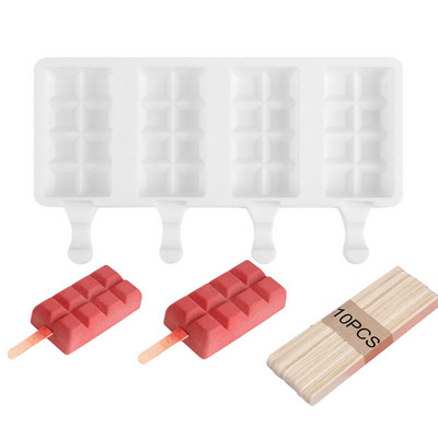 4 Cavități de coacere Mini Forme din silicon pentru înghețată Forme pentru Popsicle Forme de casă pentru prăjituri de ciocolată pentru bricolaj Ice Pops Oval