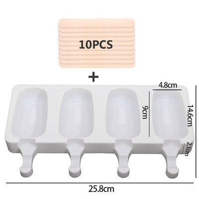 4 Cavități de coacere Mini Forme din silicon pentru înghețată Forme pentru Popsicle Forme de casă pentru prăjituri de ciocolată pentru bricolaj Ice Pops Oval