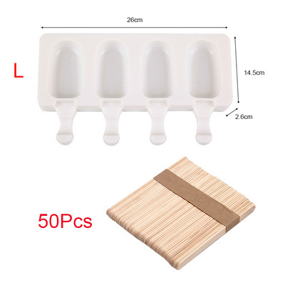 4Grid-8 Grid Ledų formelių formavimo aparatai Silikoninė Stora medžiaga „Pasidaryk pats“ Ledo kubelių formelės Desertų formelių padėklas su popsikais