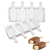 Silikonski kalup za sladoled s 4 ćelije Ljetni kalup za sladoled Ice Pop Aparat za zamrzavanje voćnih sokova Posuda za led Kalup za sladoled Alati za pečenje kolača