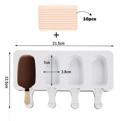 Silikonski kalup za sladoled s 4 ćelije Ljetni kalup za sladoled Ice Pop Aparat za zamrzavanje voćnih sokova Posuda za led Kalup za sladoled Alati za pečenje kolača