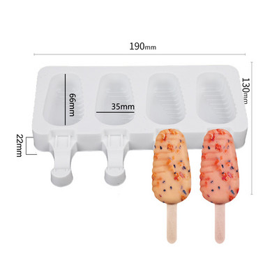 Silikonski kalup za sladoled s 4 ćelije Ljetni kalup za sladoled Ice Pop Aparat za zamrzavanje voćnih sokova Posuda za led Kalup za sladoled Alati za pečenje kolača
