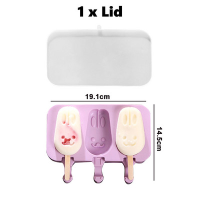 Καλούπι σιλικόνης Χαριτωμένο καλούπι παγωτού κινουμένων σχεδίων με καπάκι Επαναχρησιμοποιήσιμο Καλοκαιρινό DIY Σπιτικό Εργαλείο παρασκευής φόρμας για παγοθήκες