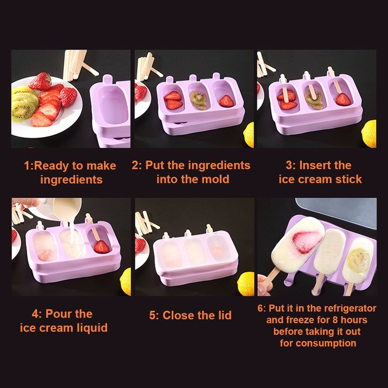 Καλούπι σιλικόνης Χαριτωμένο καλούπι παγωτού κινουμένων σχεδίων με καπάκι Επαναχρησιμοποιήσιμο Καλοκαιρινό DIY Σπιτικό Εργαλείο παρασκευής φόρμας για παγοθήκες