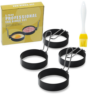 Inele pentru prăjirea ouălor din oțel inoxidabil Formă rotundă pentru braconaj prăjită Mașină de făcut omlete Instrumente de gătit Mâner accesorii antiaderente pentru bucătărie