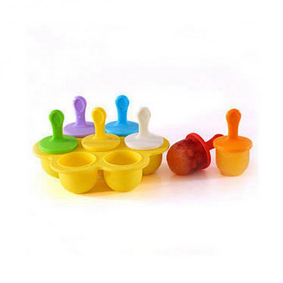 7 lyukú szilikon fagylalt fagylalt öntőforma baba barkácsolás étrend-kiegészítő eszközök Hordozható élelmiszer minőségű popsiforma gyümölcsturmix tartozékok